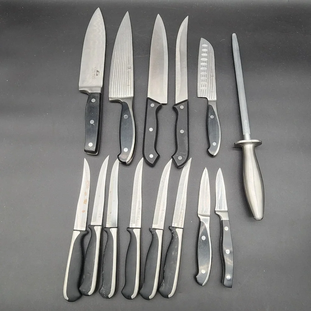 Henckels/Chicago Cutlery 15pc Black Stainless Steel Knife Set Block - READ